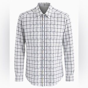 Robert Graham White and Black Grid Pattern Shirt | Luxury Designer